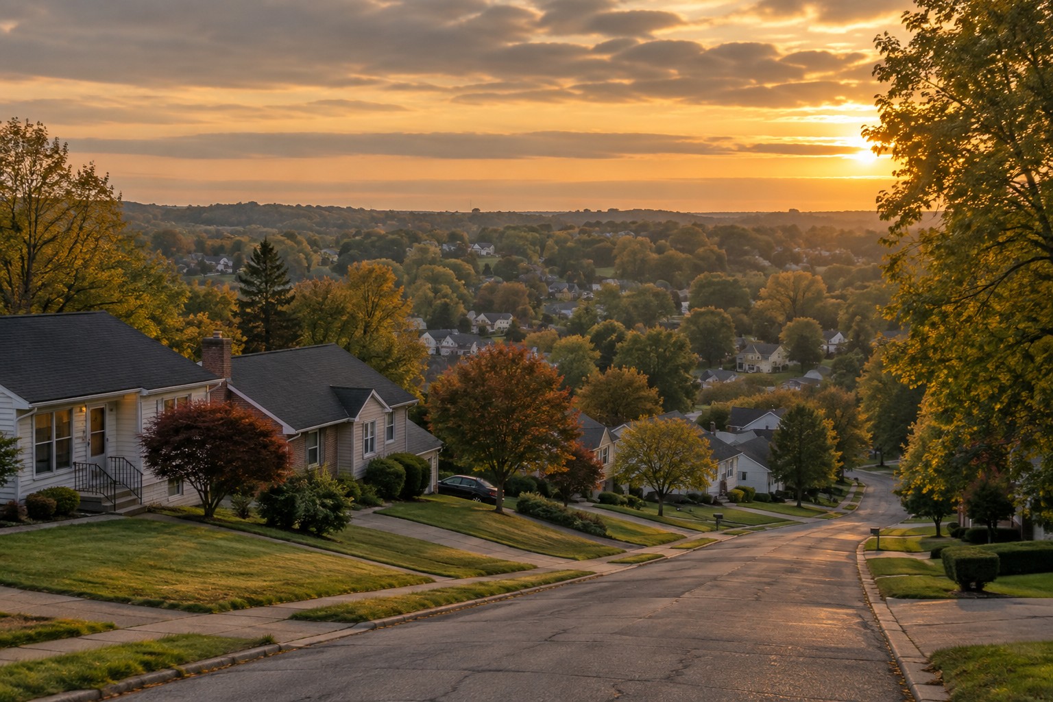 A Mahoning Valley, Ohio landscape at golden hour